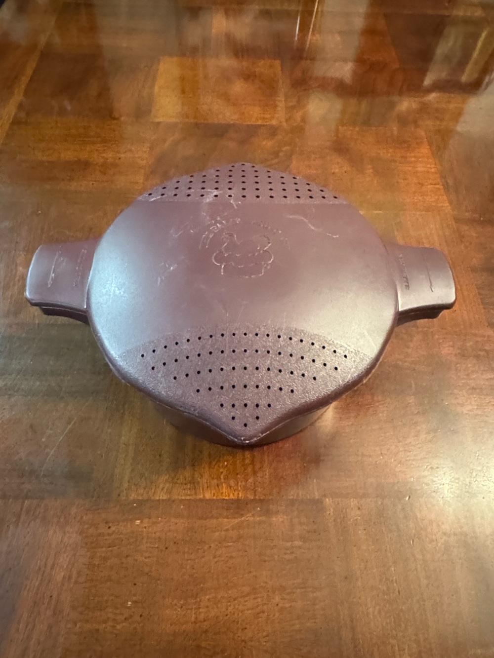 Pampered Chef Large Micro-Cooker (2-Quart / 8-Cup capacity) featuring a strainer
